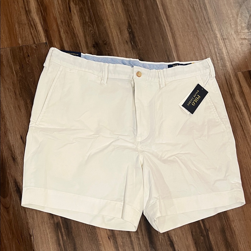 Ralph Lauren White Polo Chino Shorts stretch classic fit